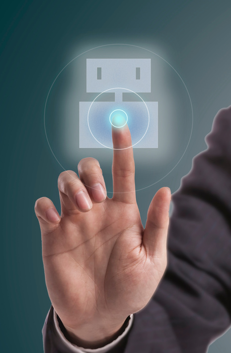 Businessman holding artificial intelligence icon